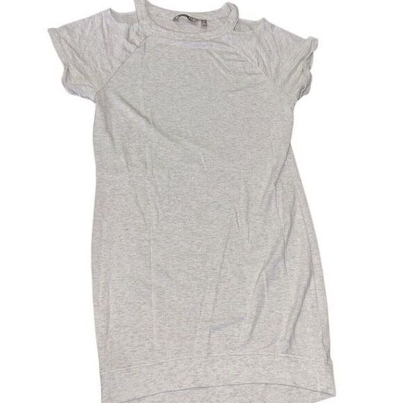 Athleta Grey T Shirt Dress Casual Cold Shoulder Mini Dress Size Small - Picture 1 of 3